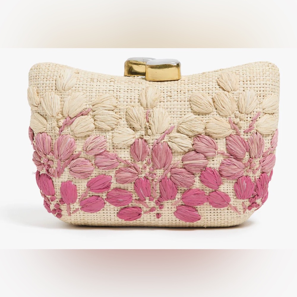 Pamela Munson “vintage flowers” straw minaudière